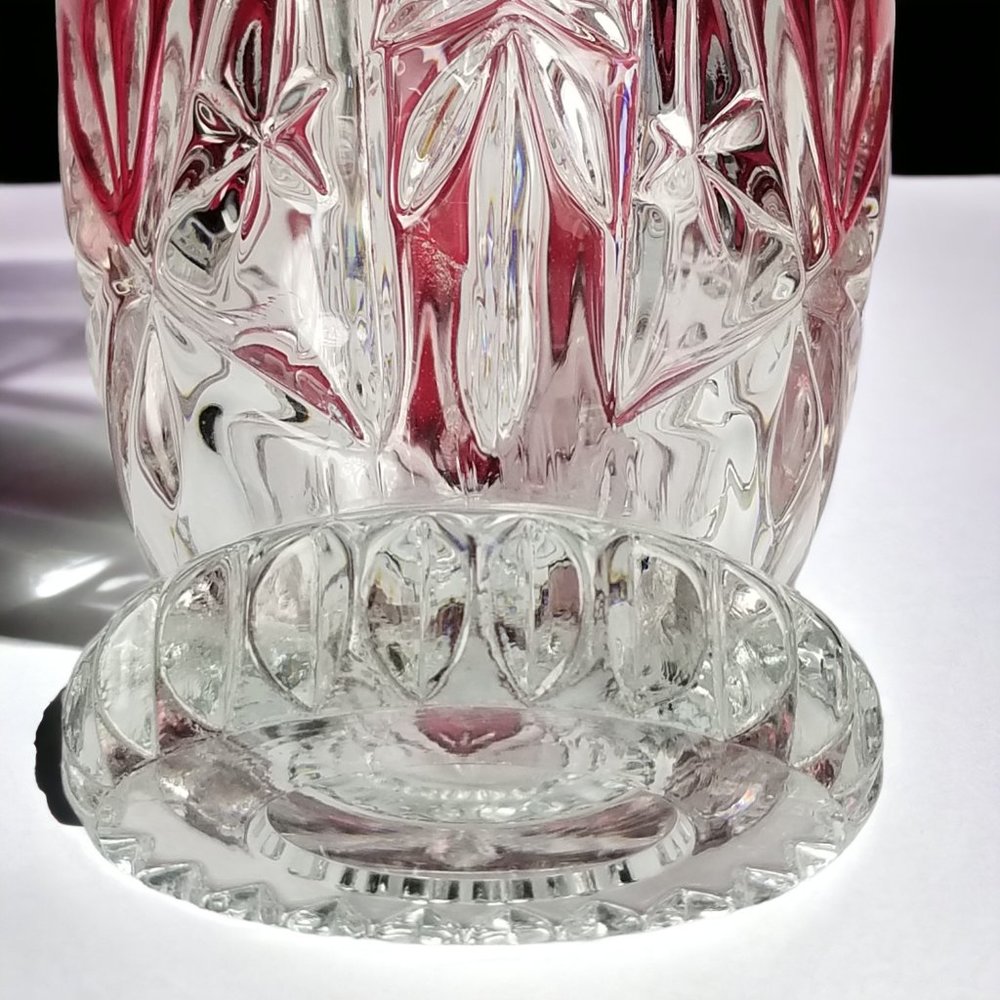 Anna Hutte Crystal Flower Vase Cranberry Red- Cut to-Clear Bleikristall Crystal - Picture 8 of 13